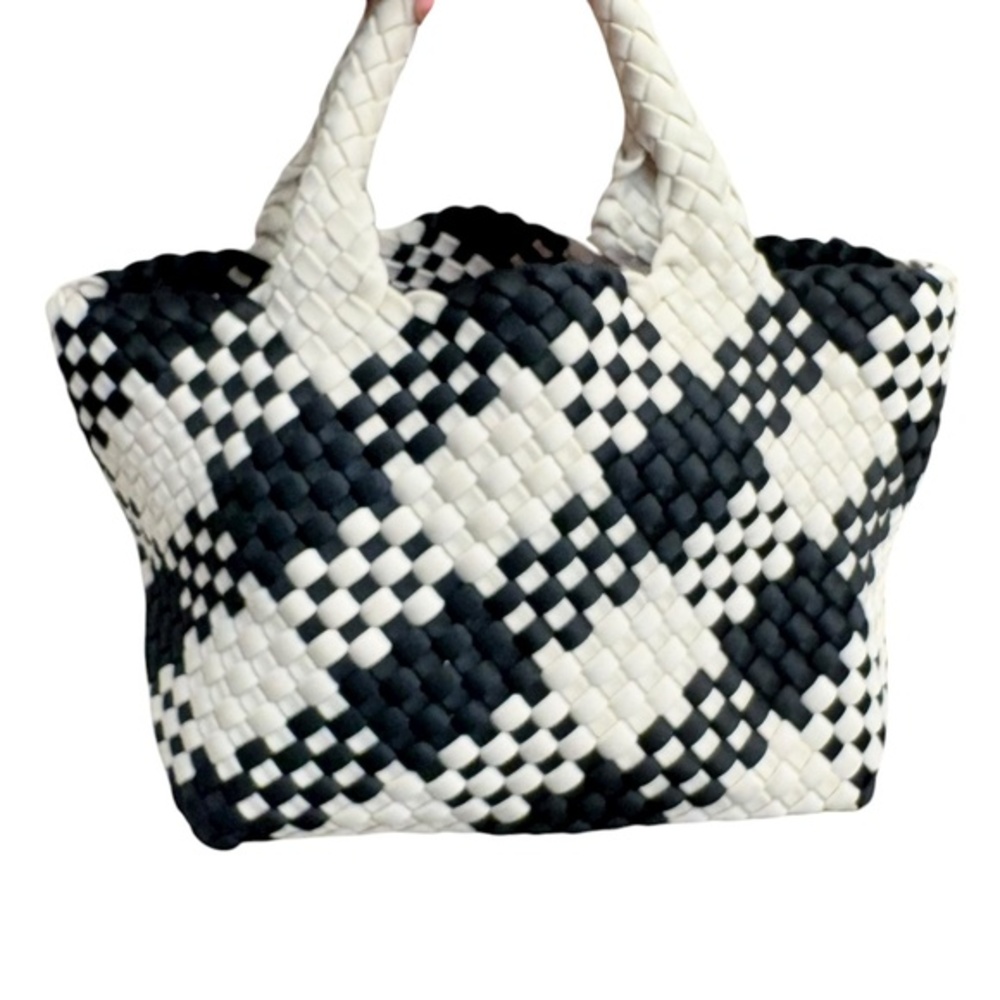 Naghedi woven white and black tote bag